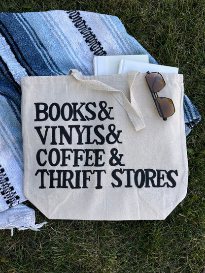 Books, Vinyls, Coffee, Thrift Stores Tote Bag