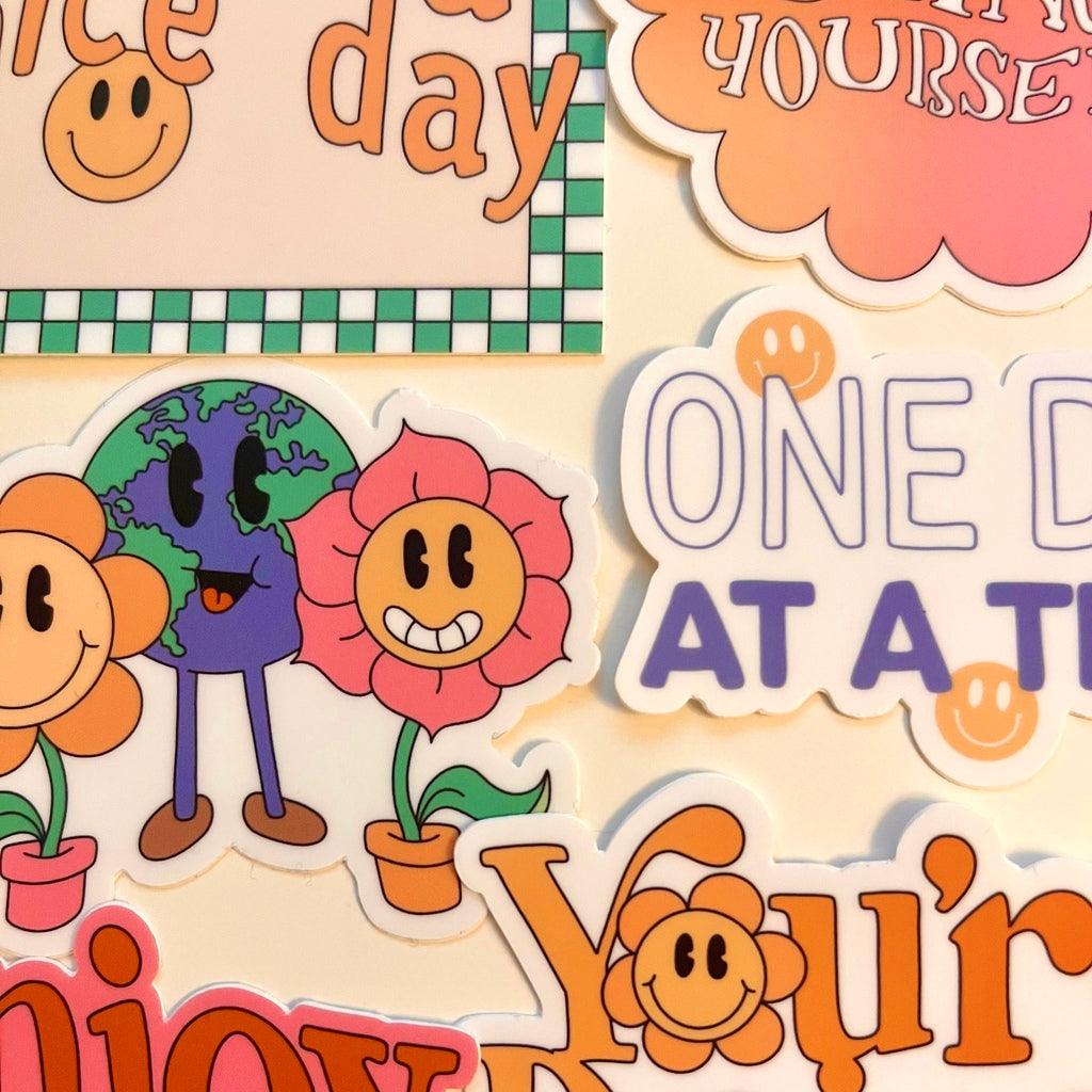 One Day At A Time Vinyl Sticker Collage